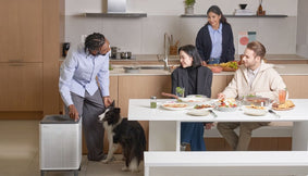 The Airmega 400S in a home with a dog and friends.